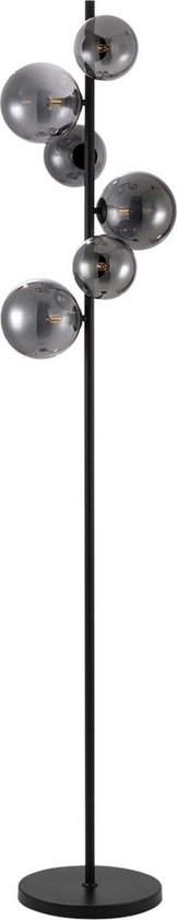 Freelight - Vloerlamp Calcio 6 lichts H 170 cm excl. 6x G9 LED rook glas zwart