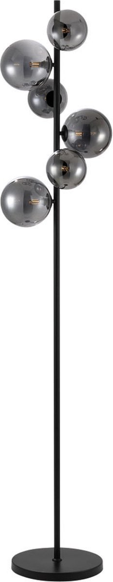 Freelight Vloerlamp Calcio 6 Lichts H 170cm Excl. 6x G9 Led Rook Glas Zwart