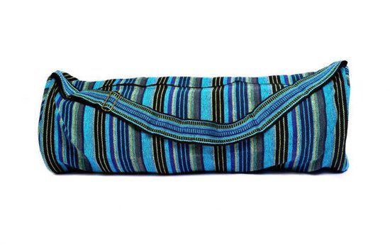 Yogamat tas katoen blauw gestreept - 67x24 - Katoen - Blauw van Merkloos — afbeelding 2