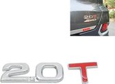 3D Universele Decal Verchroomde Metalen 2.0 T Auto Embleem Badge Sticker Auto Trailer Gasverplaatsing Identificatie, Size: 8.5x2.5 cm