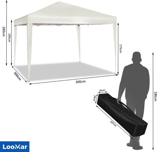 LooMar Party Tent - Feesttent - Camping Tent - Paviljoen - Pop up tent - Opvouwbaar - Waterdicht - 3x3 — afbeelding 2