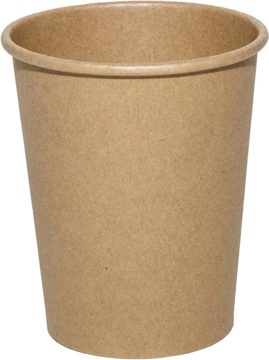 Eco Koffiebeker 8oz 240 ml Bruin - 100 Stuks- wegwerp papieren bekers karton kraft – drank bekers – drinkbekers- koffie beker – wegwerpbeker – Koffiekopjes – Koffiemokken - Warme en Koude Dranken - Merkloos