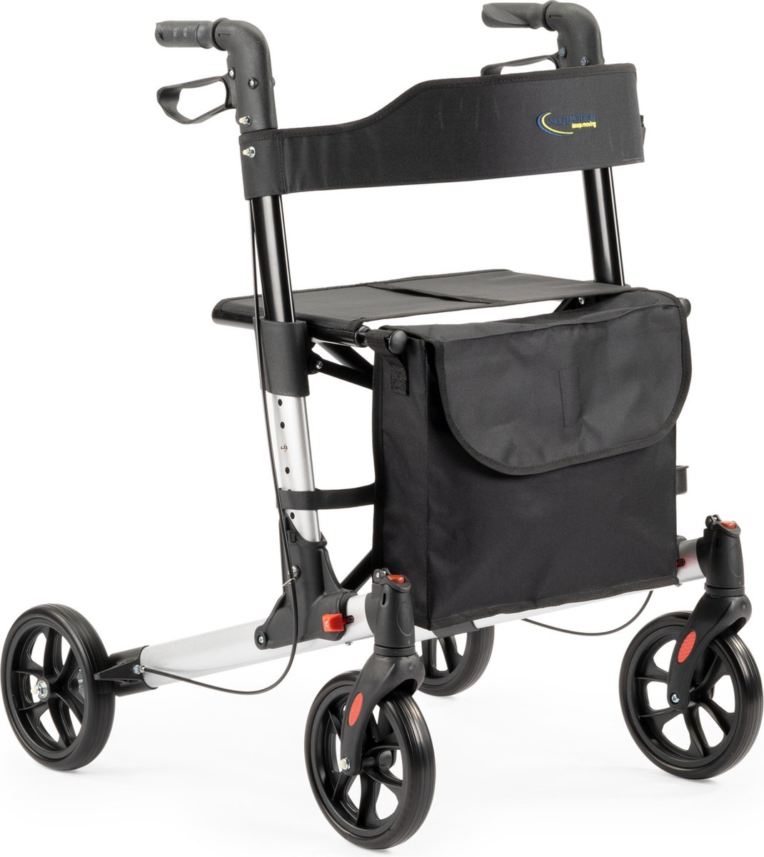 Goedkoopste MultiMotion Double Lichtgewicht rollator - Zilver - Dubbel Opvouwbaar - PU banden