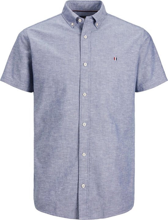 Jack & Jones Overhemd Jprblusummer Linen Shield Shirt S/s 12233118 Faded Denim/slim Fit Mannen Maat - XXL