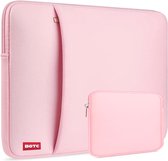 BOTC Laptophoes 15.6 inch/16 inch - 2-delige - Laptop Sleeve met Etui - Laptophoes/ Sleeve - Extra Vak - Roze