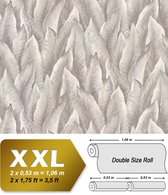 Reliëf behang EDEM 420ST24 vliesbehang hardvinyl warmdruk in reliëf licht gestructureerd met natuur patroon glinsterend grijs beigegrijs zilver crèmewit 10,65 m2