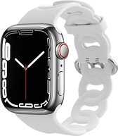 Strap-it Siliconen Chain band - Geschikt voor Apple Watch bandje - Series 1/2/3/4/5/6/7/8/9/SE - Wit - Siliconen bandje voor sport - iWatch bandje voor maat: 38 mm 40 mm 41 mm