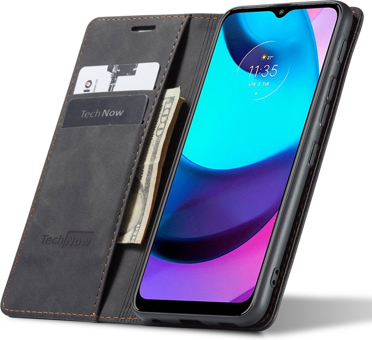 Hoesje geschikt voor Motorola Moto E20 / E30 / E40 - Book Case Leer Slimline Zwart