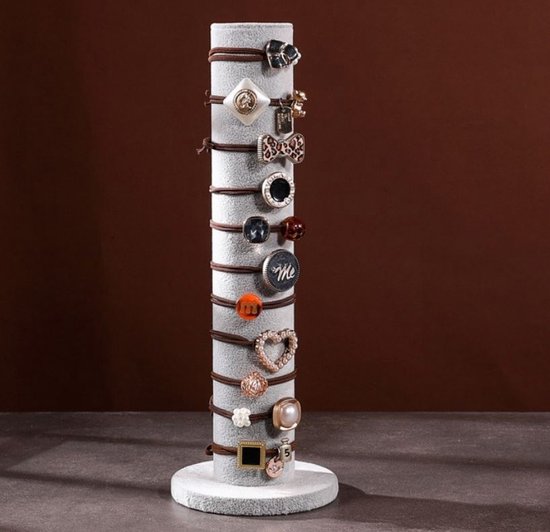 Armbanden - haarelastiekjes display grijs velours staand 1 rol 30 cm