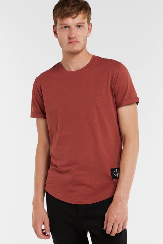 Calvin Klein T-shirt - Terracotta Tile - Maat M - Biologisch katoen