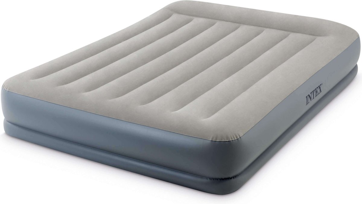 Intex Luchtbed Queen Pillow Dura-beam 203 X 152 Cm Vinyl Grijs