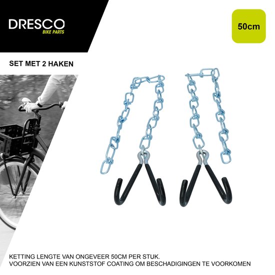 Dresco Fiets Ophanghaken aan Ketting - Fietshaken voor Ophangen Fiets aan Plafond van Dresco — afbeelding 2