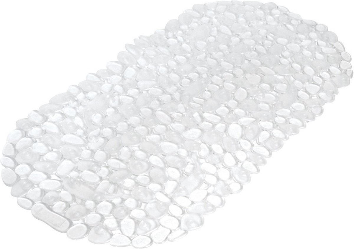 Anti-slip badmat transparant 36 x 69 cm ovaal - Pebbles kiezels/kiezelstenen patroon - Badkuip mat - Schimmelbestendig
