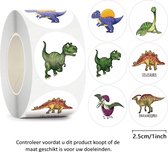 Rol met 500 Dino Stickers - 2.5 cm diameter - Dinosaurus - Stegosaurus - Parasauroiophus - Pterodactyl - Tyrannosaurus - T-rex - Andesaurus - Plesiosaurus - Decoratie - Versiering
