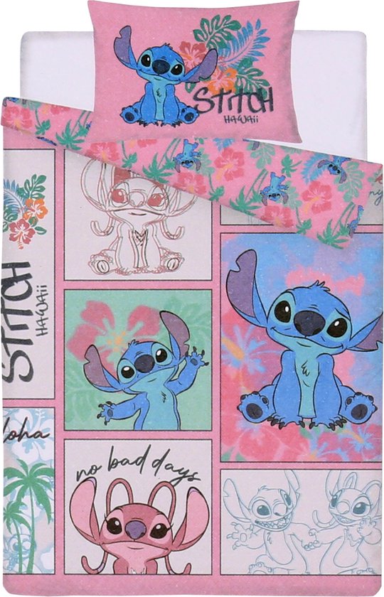 Stitch & Angel Disney - Parure de lit colorée 135x200 cm, OEKO-TEX