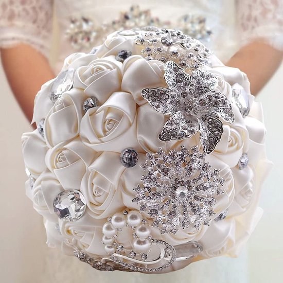 LESING Bruidsboeketten Kunstmatige Rozen Bloemen Boeket Handgemaakte Romantische Bruiloft Boeketten voor Bruid Bruidsmeisje Holding Bloemen (Bouquet-hydrange Roze