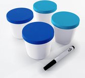 Set van 4 ijsdiepvriescontainers met beschrijfbare siliconen deksels, 250 ml, ideaal voor het bewaren van ijs, babyvoeding of als maaltijdbereidingscontainers, BPA-vrij