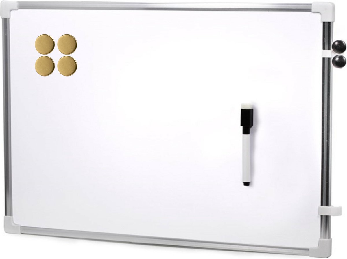 Magnetisch whiteboard/memobord met marker/magneten extra sterk - 60 x 40 cm
