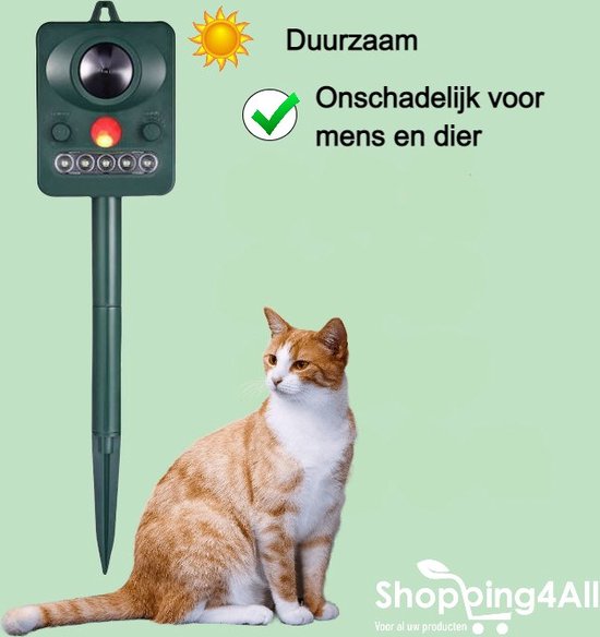 Foto: Kattenverjager kattenschrik muizenverjager vogelverjager marterverjager ultrasoon zonne energie oplaadbaar shopping4all