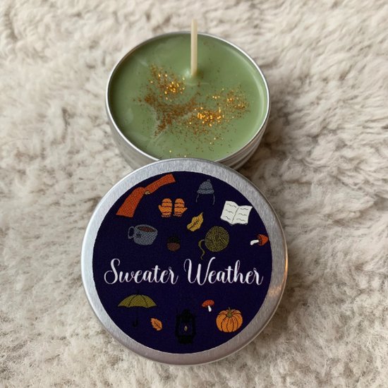 Foto: Moonycandles sweater weather kaars candle handgemaakt van sojawas booktok herfst aesthetic