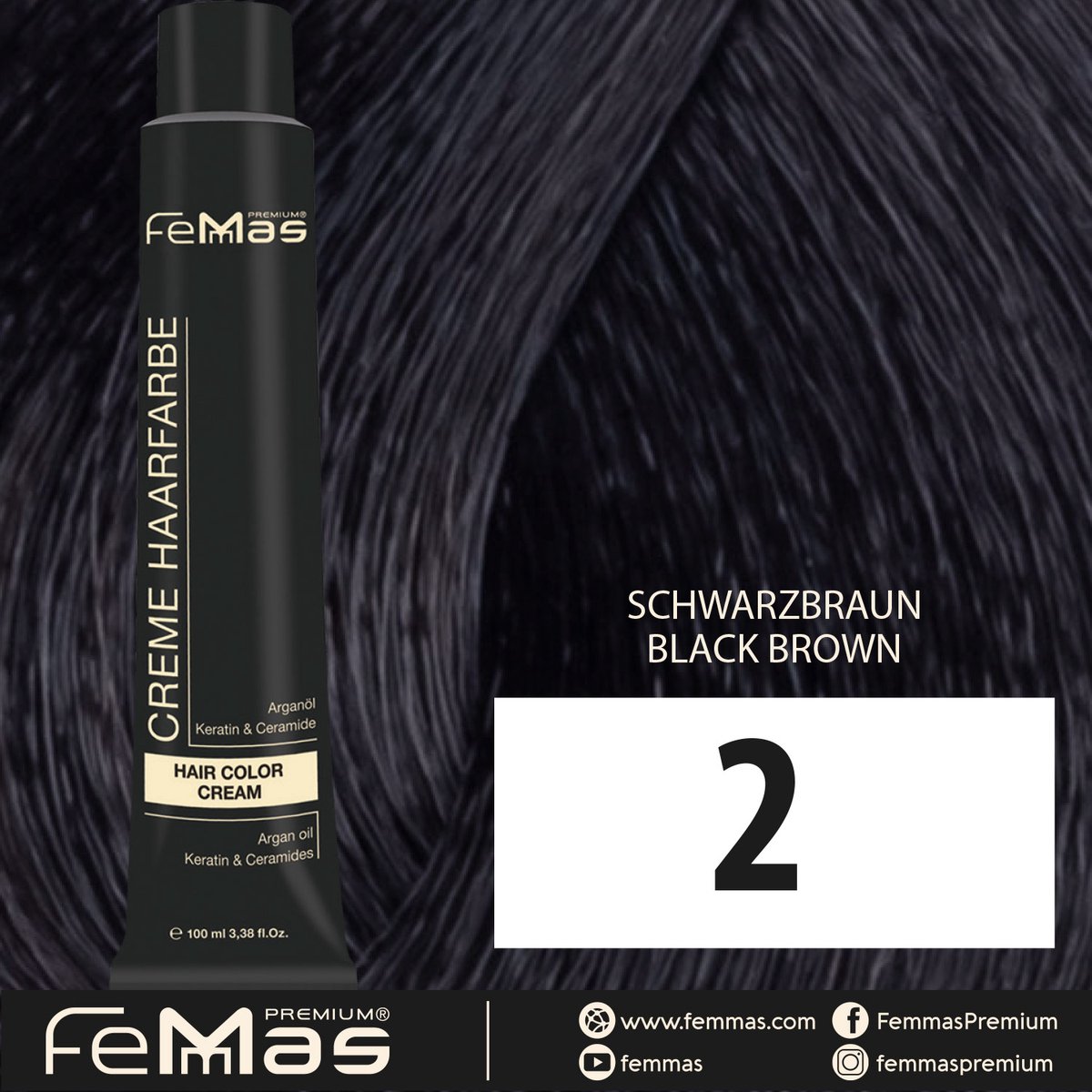 Femmas (2) - Haarverf - Zwart-bruin 100ml
