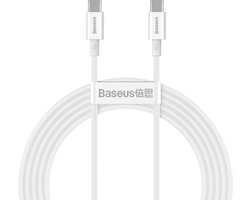 Baseus, USB-C-USB-C 100W 2m oplaad- en overdrachtkabel, Wit