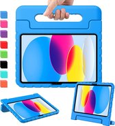 iPadspullekes - Apple iPad 2022 10.9 Inch 10de Generatie Kinderhoes - Kids proof Back Cover - Tablet Kinder Hoes met Handvat en Pencil Houder - Blauw