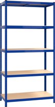 Bol.com vidaXL-Opbergrek-5-laags-staal-en-bewerkt-hout-blauw aanbieding