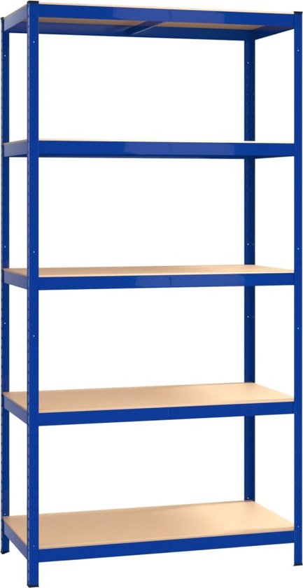 vidaXL-Opbergrek-5-laags-staal-en-bewerkt-hout-blauw