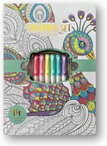 Kleurboek set - Kleurboek + 6 kleurstiften op waterbasis - 14 verschillende kleurplaten - Kleuren/Knutselen - Tekenen - Kleurboek set - Avec.