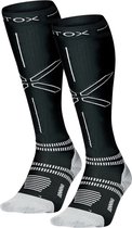 STOX Energy Socks - Lot de 2 Chaussettes de course pour femme - Chaussettes de compression Premium - Couleur : Zwart/ Gris clair - Taille : Medium - 2 paires - Avantage