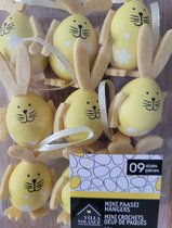 9 gele paashangers met gezichtjes voor paasboom - paaseieren voor paastakken - Pasen
