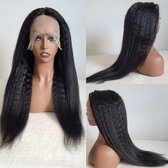 Frazimashop - Braziliaanse Remy pruik kinky steil pruik 24 inch - echte menselijke haren - real human hair front lace wig