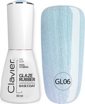 Clavier Luxury Glaze Rubber Basecoat 10ml. - GL06 Celestial - Blauw - Glitters - Gel nagellak