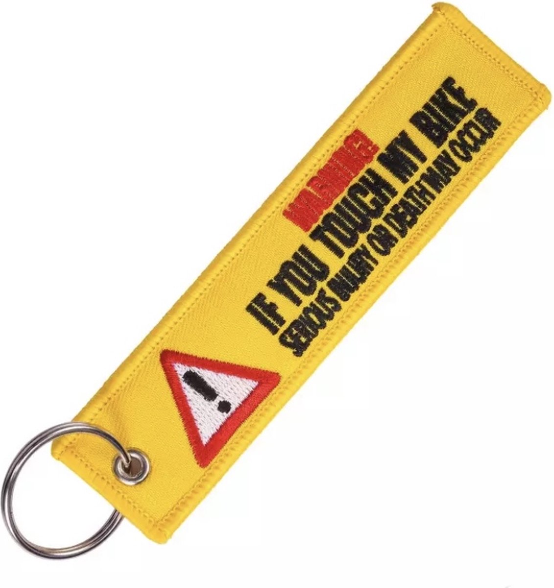 Motorsleutelhanger - Keychain - WARNING IF YOU TOUCH MY BIKE - Sleutelhanger - Geel