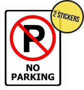 Pictogram/ sticker | "No parking" | 19 x 25 cm | Verboden te parkeren | Parkeerverbod | Prive parking | Engels | Engelstalig | English | Overlast | 2 stuks