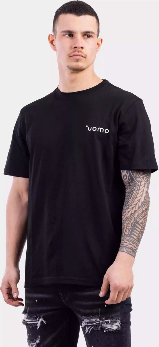 24 Uomo Basic T-Shirt Zwart Heren - Maat: XS
