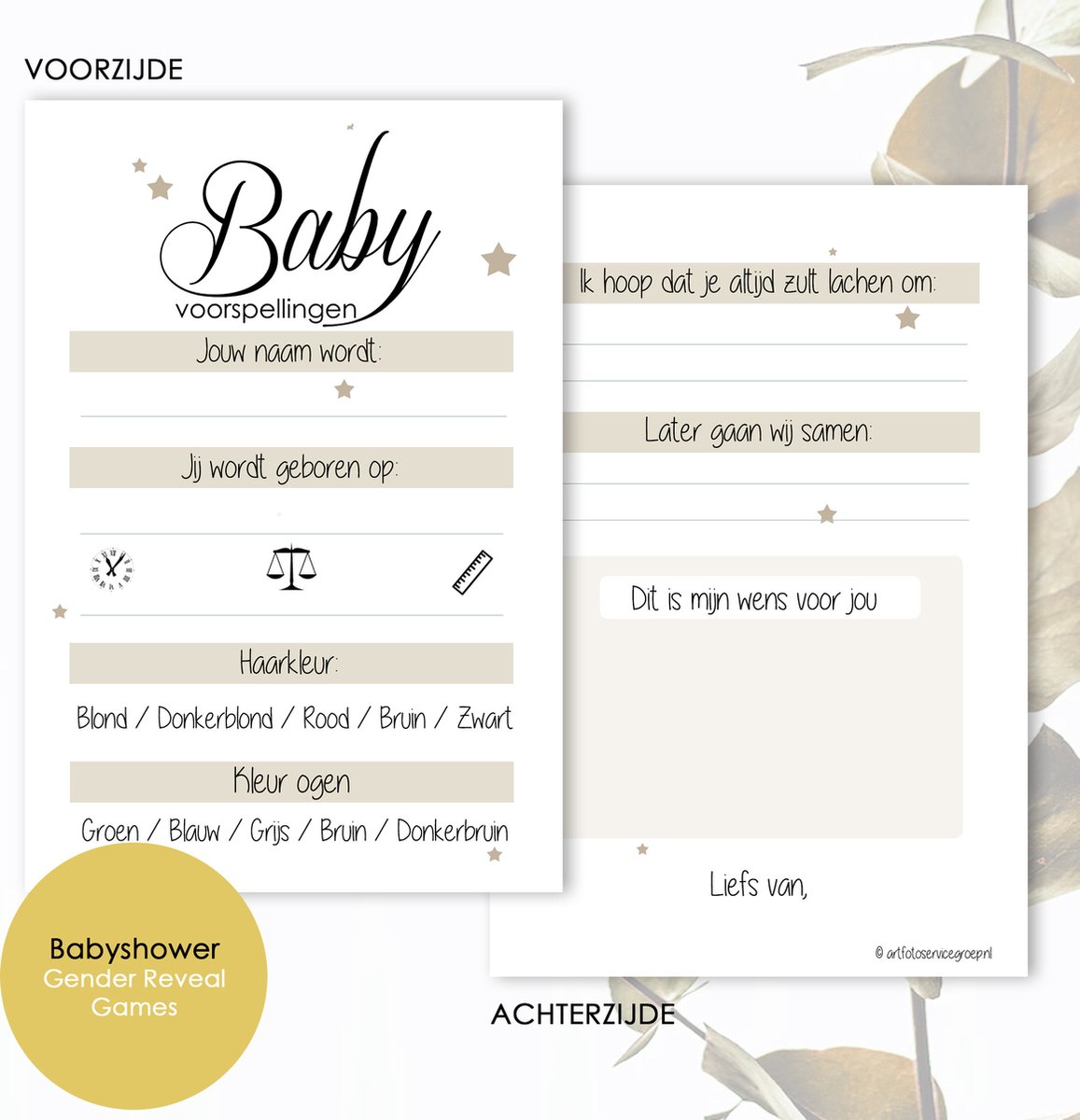 20 X Babyshower Invulkaarten A5 – Voorspellingen En Wensen Voor Een Onvergetelijk Feestje