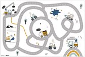 LetsPlaymats® Speelmat baby kinderen - Foam - Bouwplaats - Graafmachine - Auto - Regenboog - Design - Speelkleed – Speeltapijt - Antislip - 135x90 cm