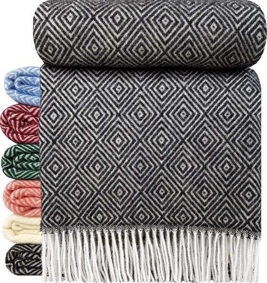 Wollen Plaid - STOCKHOLM - Antraciet (140x200cm) 100% Wol - Plaids.shop®
