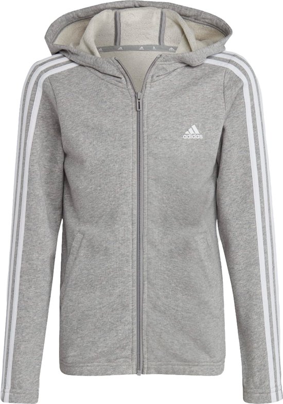Adidas Sportswear 3s Sweatshirt Met Volledige Rits Grijs 13-14 Years Meisje
