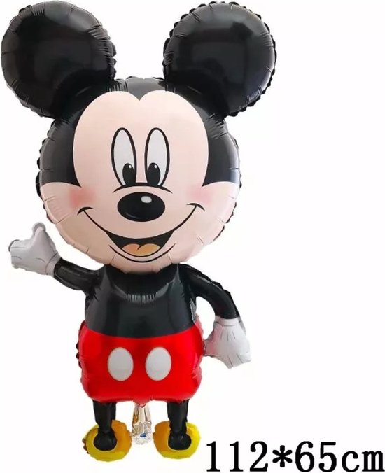 XXL Mickey Mouse Ballon - 112cm - Grote MickeyMouse Ballon - Feestversiering / Verjaardag Versiering - Disney Feestje - Kinderfeestje Thema: Mickey Mouse - Verjaardag Zoon of Dochter Versiering - Themafeest Disney Mickey & Minnie Mouse