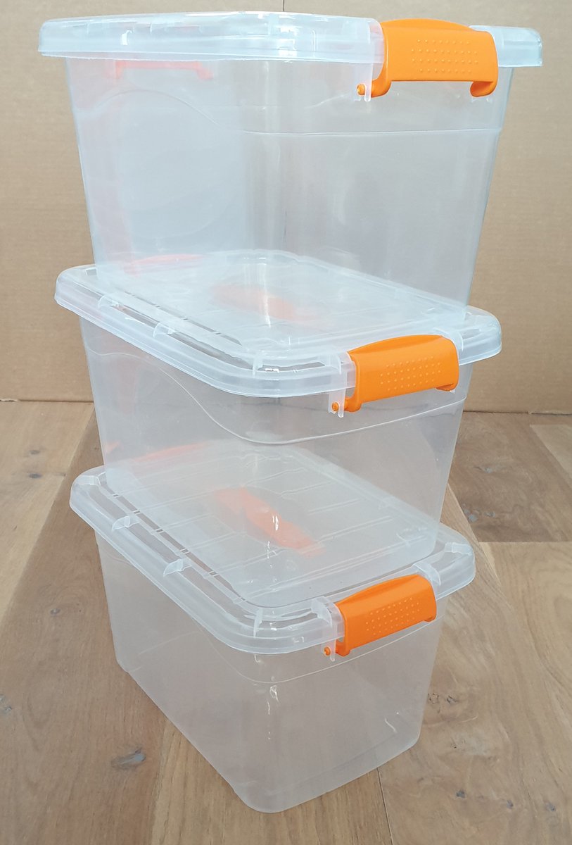 Opbergbox met deksel - Transparant - 5L - 3 Stuks