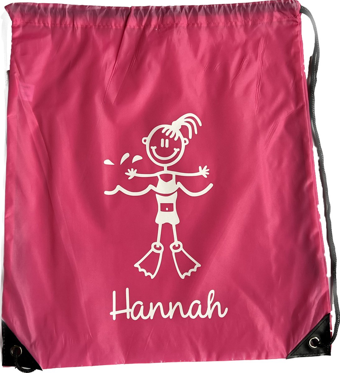 Zwemtas - rugtas - roze - met naam - 36cm x 41 cm