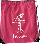 Sac de natation - sac à dos - rose - avec naam - 36cm x 41 cm