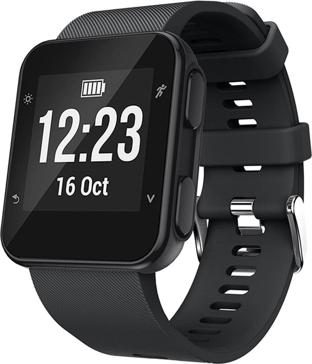 By Qubix - Siliconen bandje - Zwart - Geschikt voor Garmin Forerunner 35 / 30