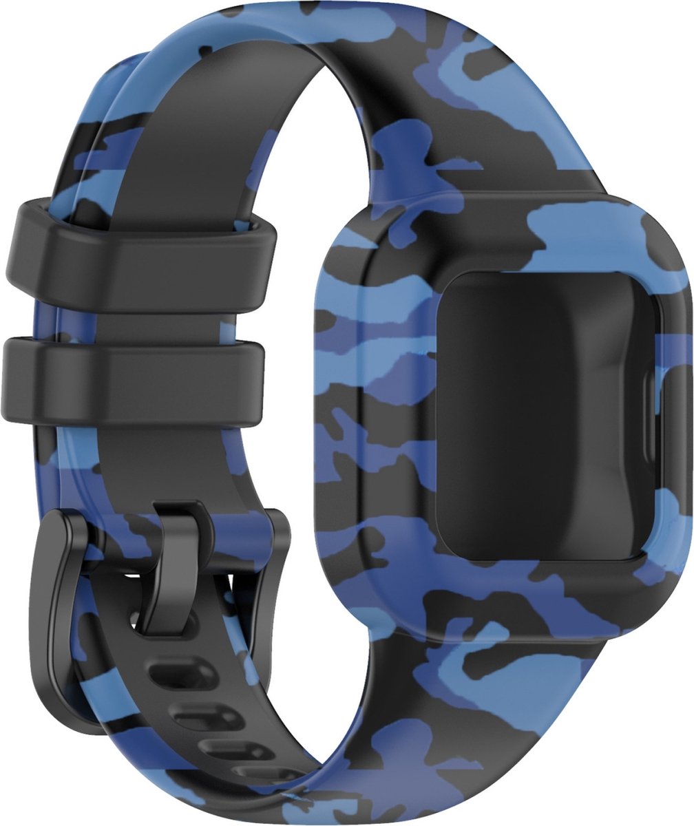 By Qubix - Siliconen bandje met print - Leger blauw - Geschikt voor Garmin Vivofit Junior 3
