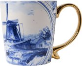 Mug - Moulin à vent - 300 ml - Bleu de Delft - Mug à thé - Cadeaux hollandais - Souvenirs hollandais