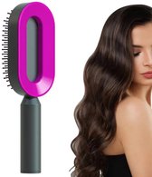 Brosse à cheveux autonettoyante - Brosse anti-emmêlement - Tous types de cheveux - Zwart/ Violet - Tiktok Trend