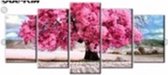 Diamond painting afmeting 45 x 95 cm - 5 Luik - roze lente boom